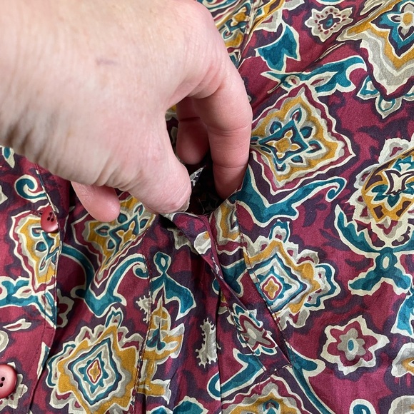 90's Over sized Silk Geometric Jacket Abstract art to wear burgundy - Picture 9 of 10